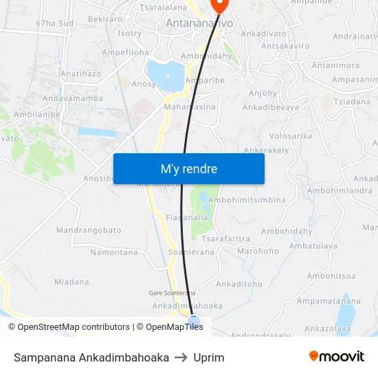 Sampanana Ankadimbahoaka to Uprim map