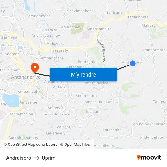 Andraisoro to Uprim map