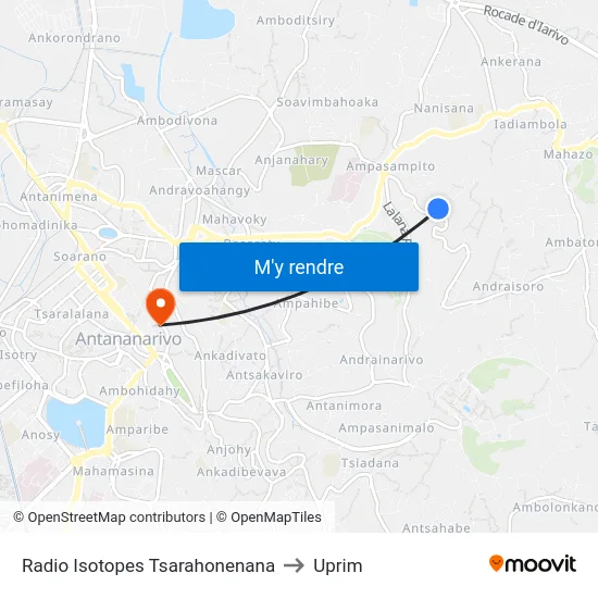 Radio Isotopes Tsarahonenana to Uprim map