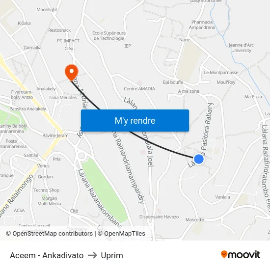 Aceem - Ankadivato to Uprim map