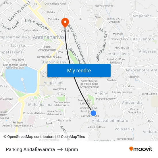Parking Andafiavaratra to Uprim map