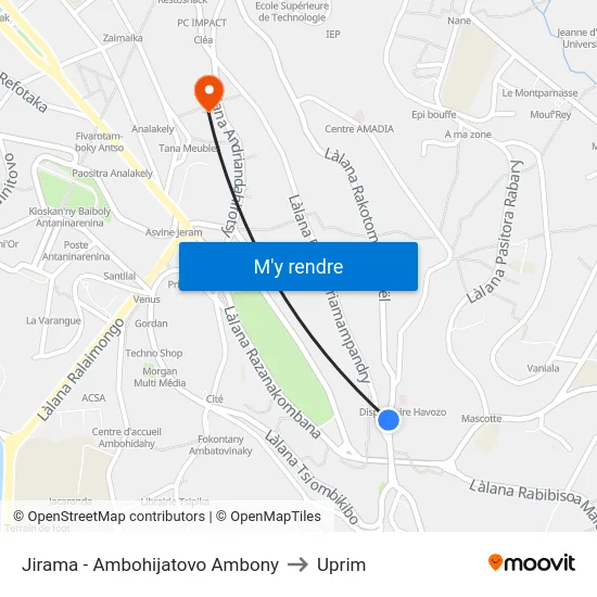 Jirama - Ambohijatovo Ambony to Uprim map