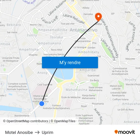Motel Anosibe to Uprim map