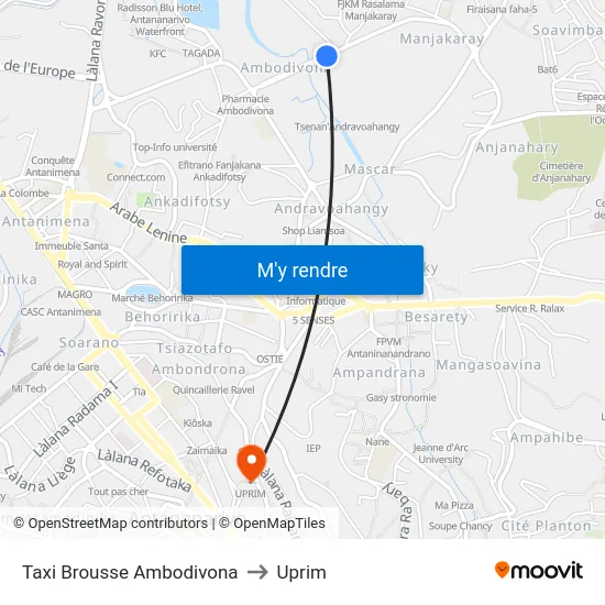 Taxi Brousse Ambodivona to Uprim map