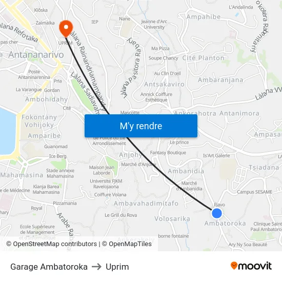 Garage Ambatoroka to Uprim map