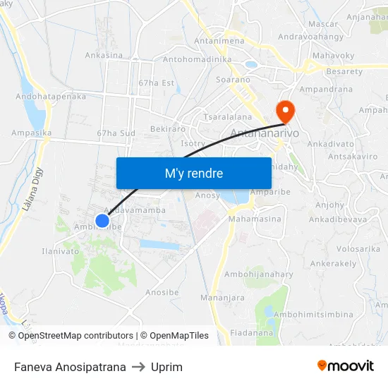 Faneva Anosipatrana to Uprim map