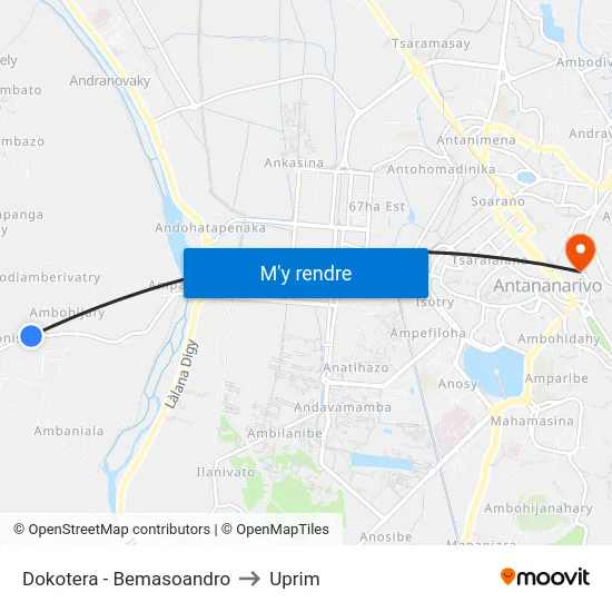 Dokotera - Bemasoandro to Uprim map