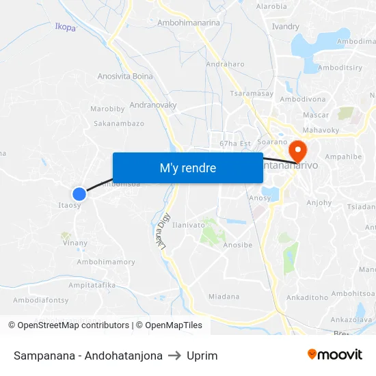 Sampanana - Andohatanjona to Uprim map