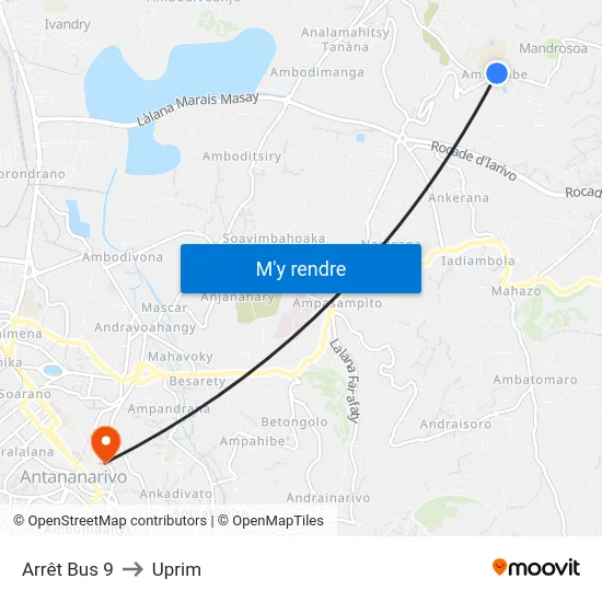 Arrêt Bus 9 to Uprim map