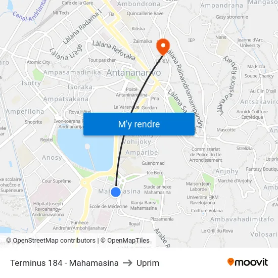 Terminus 184 - Mahamasina to Uprim map