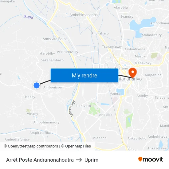 Arrêt Poste Andranonahoatra to Uprim map