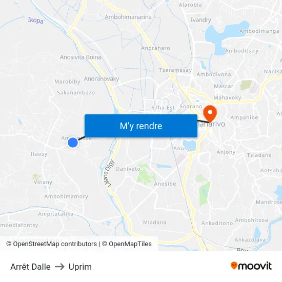 Arrêt Dalle to Uprim map