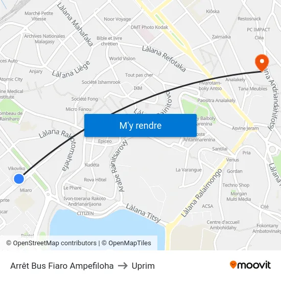 Arrêt Bus Fiaro Ampefiloha to Uprim map
