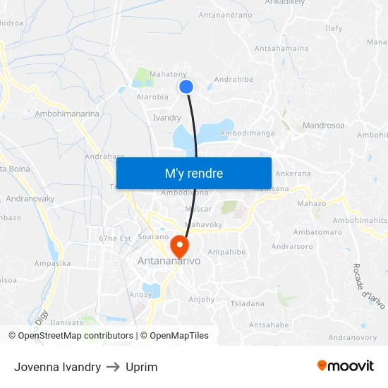 Jovenna Ivandry to Uprim map