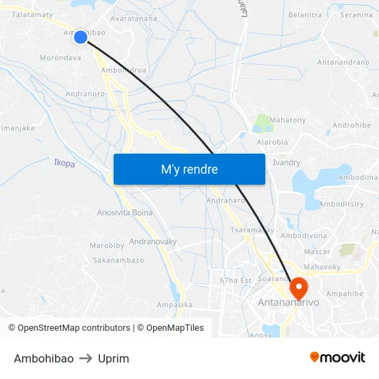 Ambohibao to Uprim map