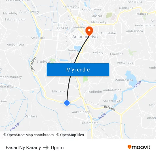 Fasan'Ny Karany to Uprim map