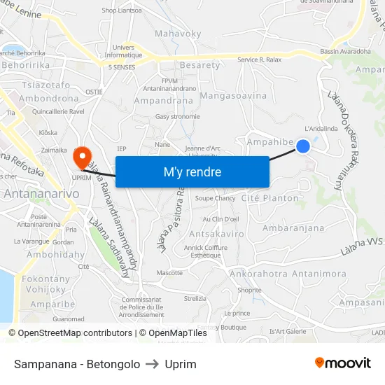 Sampanana - Betongolo to Uprim map
