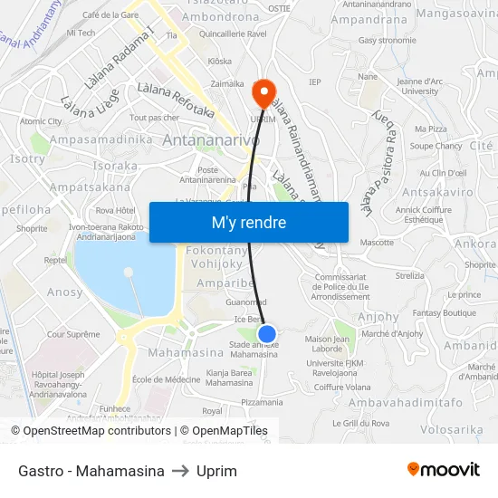 Gastro - Mahamasina to Uprim map