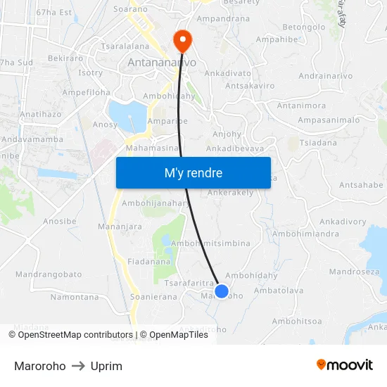 Maroroho to Uprim map