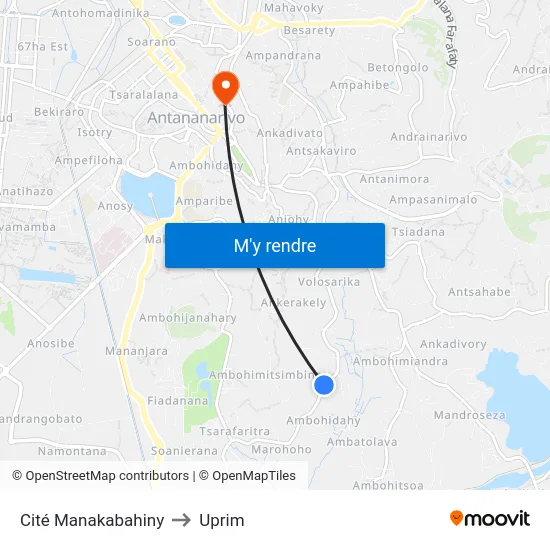 Cité Manakabahiny to Uprim map