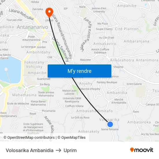 Volosarika Ambanidia to Uprim map