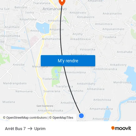 Arrêt Bus 7 to Uprim map