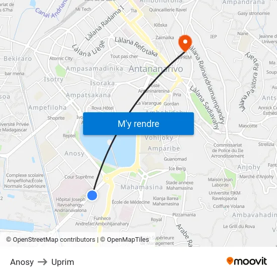 Anosy to Uprim map