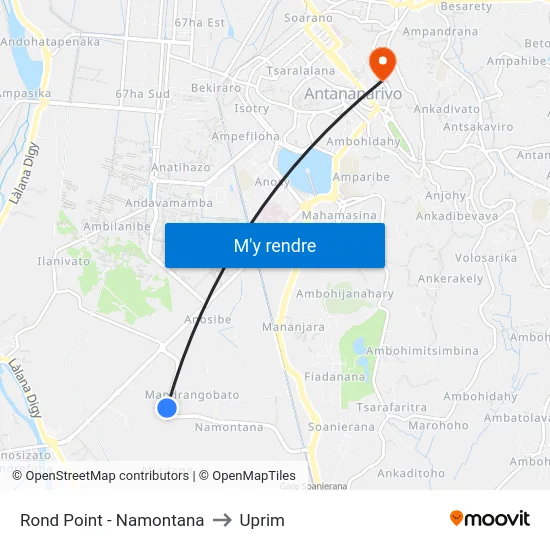Rond Point - Namontana to Uprim map