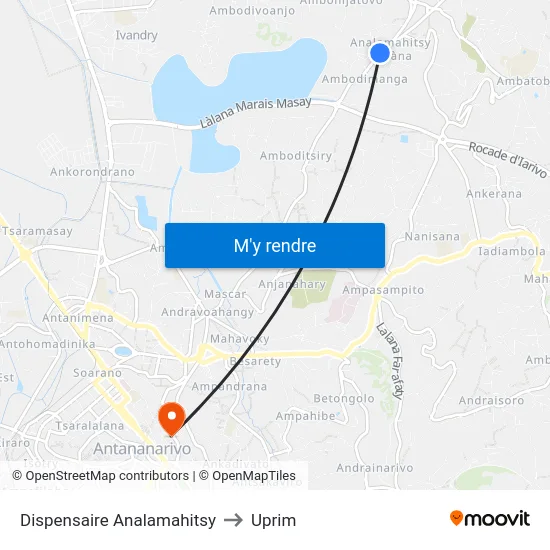 Dispensaire Analamahitsy to Uprim map