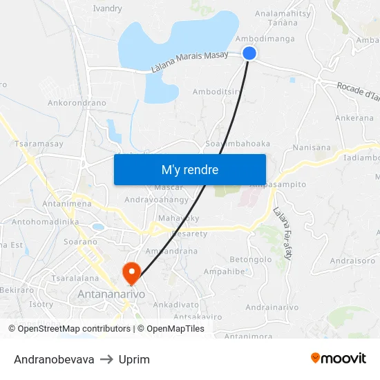 Andranobevava to Uprim map