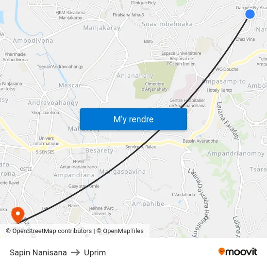 Sapin Nanisana to Uprim map