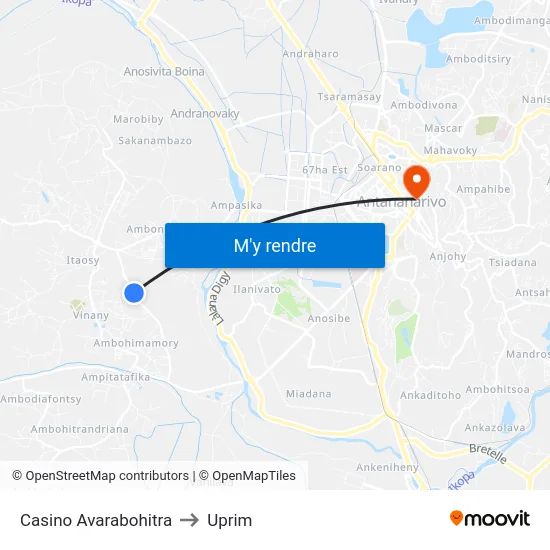 Casino Avarabohitra to Uprim map