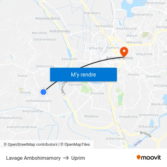 Lavage Ambohimamory to Uprim map