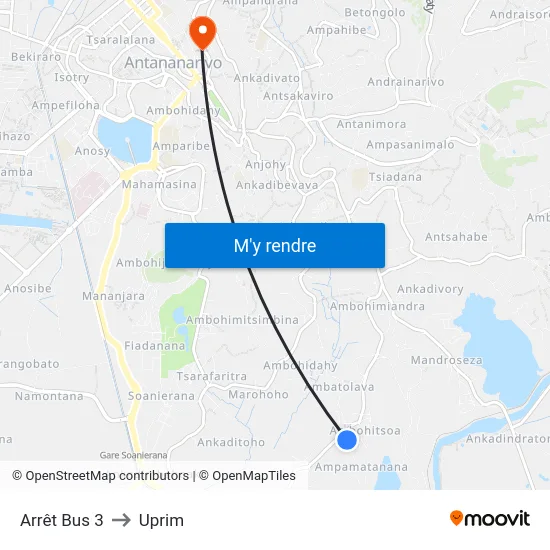 Arrêt Bus 3 to Uprim map
