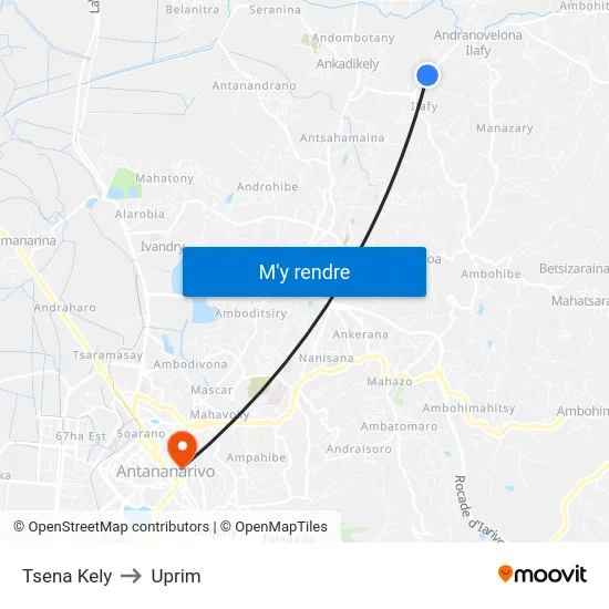 Tsena Kely to Uprim map