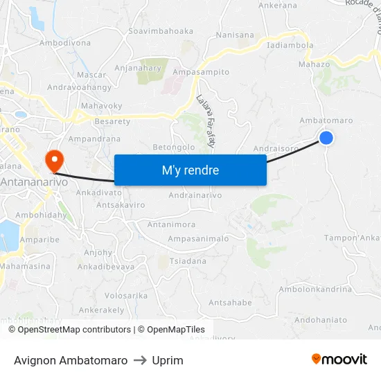 Avignon Ambatomaro to Uprim map
