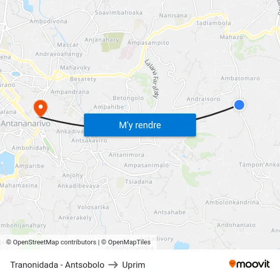 Tranonidada - Antsobolo to Uprim map