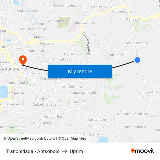 Tranonidada - Antsobolo to Uprim map