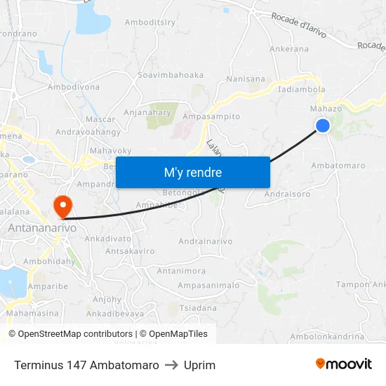 Terminus 147 Ambatomaro to Uprim map