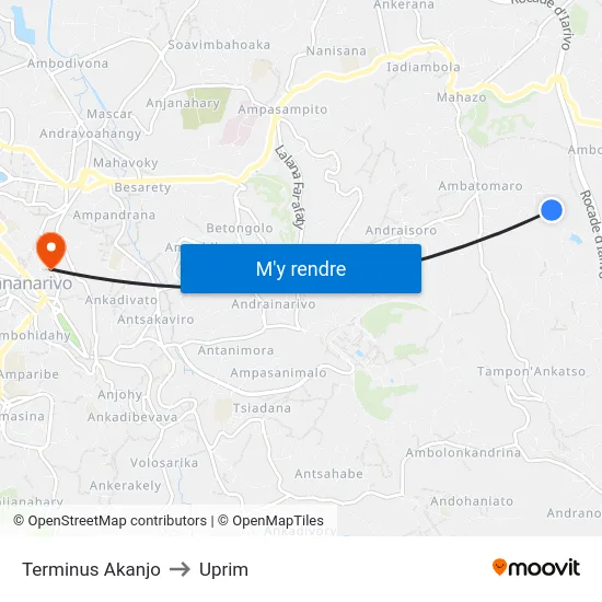 Terminus Akanjo to Uprim map