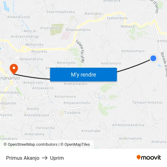 Primus Akanjo to Uprim map