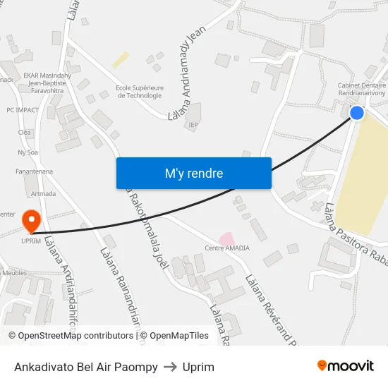 Ankadivato Bel Air Paompy to Uprim map