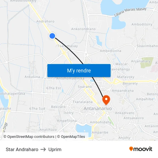 Star Andraharo to Uprim map