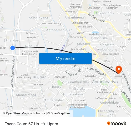 Tsena Coum 67 Ha to Uprim map