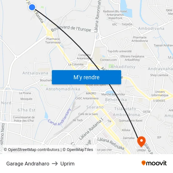 Garage Andraharo to Uprim map
