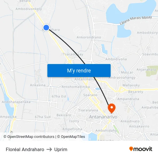 Floréal Andraharo to Uprim map