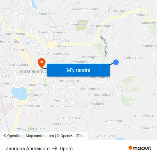 Zaoridira Andraisoro to Uprim map