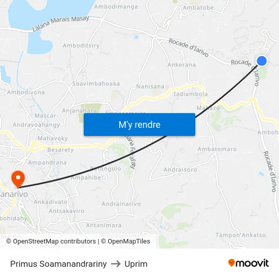 Primus Soamanandrariny to Uprim map