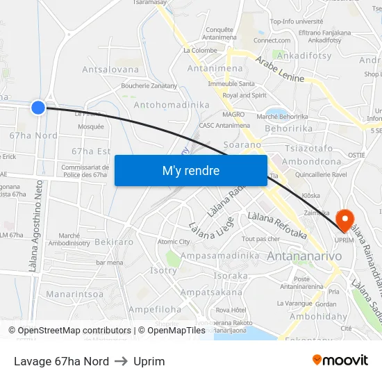 Lavage 67ha Nord to Uprim map