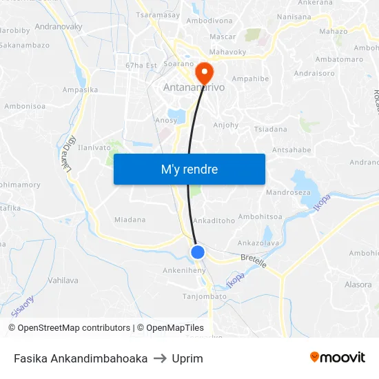 Fasika Ankandimbahoaka to Uprim map
